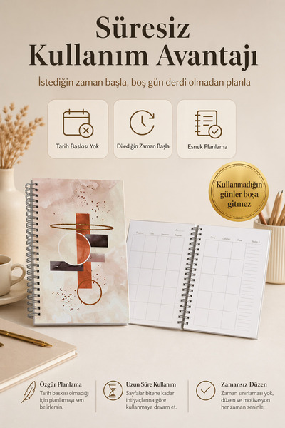 cabuk baskı Αχρονολόγητο Ατζέντα, Α5 Κρεμ Μοτίβο Planner Agenda, με δώρο αυτο...