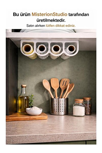 MisterionStudio ΛΕΥΚΗ θήκη για ρολά κουζίνας, χαρτί ψησίματος 4 θέσεων - οργα...