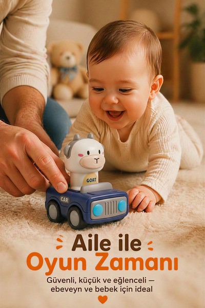 BBSKY Bas Git Hayvan Araba-18M+ Bebek Oyuncağı Pilsiz-CE EN71 Belgeli ABS Eğitici Seyahat Dostu Oyuncak