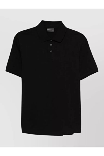 Emporio Armani Men's Short Sleeve Cotton Regular Fit Black Polo Collar T-Shirt