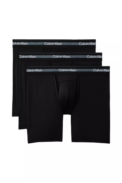 Calvin Klein Erkek Elastik Bel Bantlı Logo Etiketli Üçlü Paket Siyah Boxer