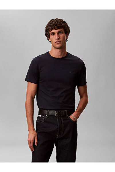 Calvin Klein Bisiklet Yaka Mavi Erkek T-Shirt LV04LC240GCEF_SS SLIM STRETCH C...