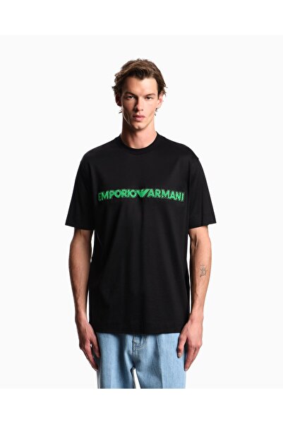 Emporio Armani Men's Regular Fit Soft Textured Embossed Cotton Round Neck Sho...