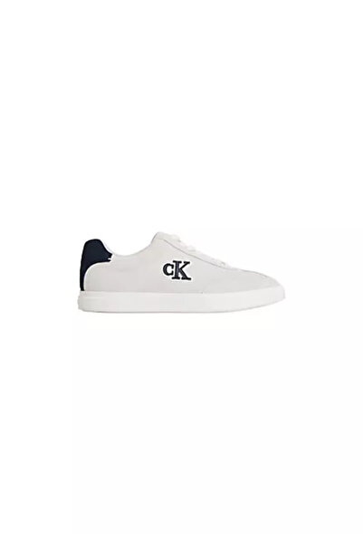 Calvin Klein Men's Ck Logo Low-Top Suede White Sneaker