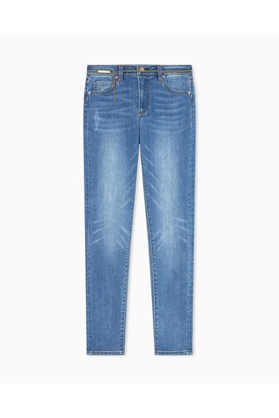 Armani Exchange Kadın Slim Fit Düğme Kapamalı Dar Paça Günlük Lacivert Jeans