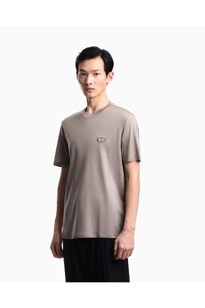 Emporio Armani Erkek Regular Fit Yuvarlak Yakalı Pamuklu Kısa Kollu Gri T-Shirt