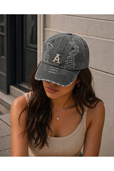 Zeramine 2024 Black Vintage Distressed Hat with Ripped Detail Unisex Adjustab...
