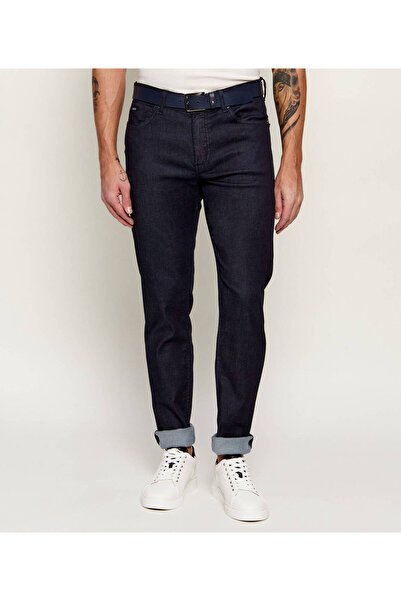 BOSS Erkek Denim Kumaş Normal Bel Uzun Boy Cep Detay Lacivert Jeans