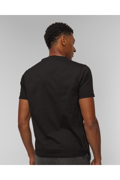 PAUL&SHARK Erkek Regular Fit Ribanalı Yakalı Metalik Logo Detaylı Pamuklu Kısa Kollu Siyah T-Shirt