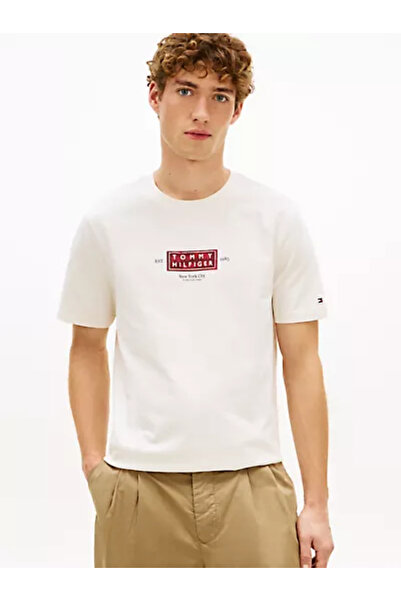 Tommy Hilfiger HERITAGE LABEL TEE Erkek Sarı T-Shirt - MW0MW42392