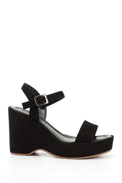 GÖNDERİ(R) Γυναικεία/Κορίτσια Μαύρα πέδιλα Nubuck Wedge