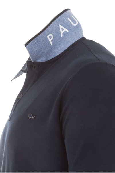 PAUL&SHARK Erkek Düğme Kapama Kısa Kol %100 Pamuk Lacivert Polo Yaka T-Shirt