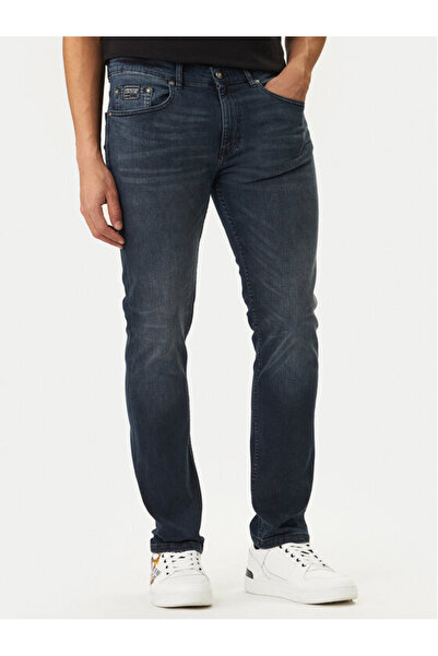 Versace Men's Regular Waist Straight Leg Cotton Denim Navy Blue Jeans