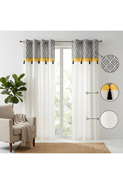Douceur D'INTERIEUR Curtain made on staple rings, 140x240 cm, printed top wit...