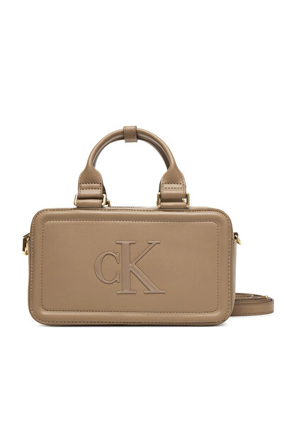 Calvin Klein Women's Zipper Closure Leather Ck Pattern Interior Compartment B...