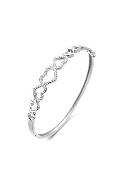 delis 925 silver bracelet, JW1603, heart pattern, rhodium plated