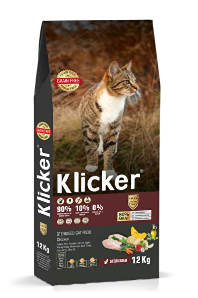 klicker Hrană uscată pisici sterilizate cu pui 12 kg. super premium, fără cer...