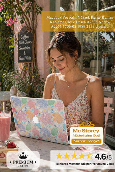 Mcstorey Macbook Pro Kılıf Yüksek Kalite Kumaş Kaplama Çiçek Desen A2338 A228...
