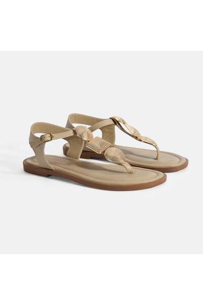Desa Women's Cream Adjustable Buckle Leather Sandals