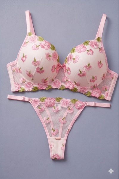 Tılsım Lingerie مجموعة حمالات صدر Love Secret ذات الأشرطة الرفيعة والزهور الم...