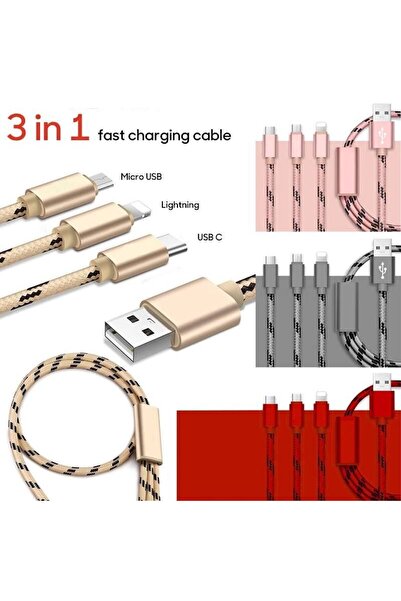 Stef's Cat Καλώδιο USB 3 σε 1, Micro - Type C - iPhone, Μήκος 125 εκ. TRENQA