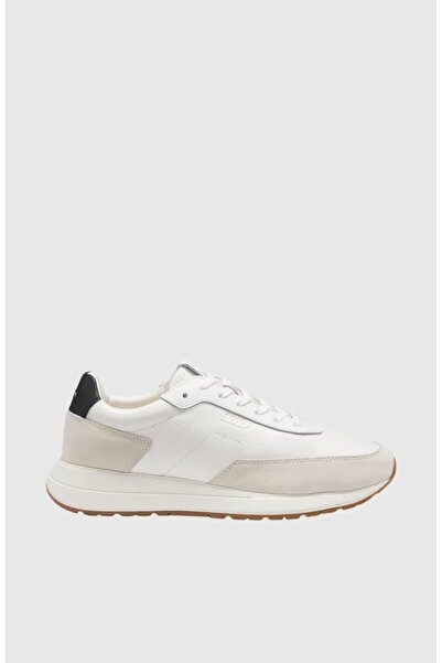 BOSS Erkek Kalın Topuk Deri Bağcıklı Rahat Taban Beyaz Sneaker