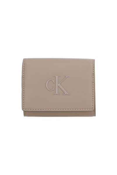 Calvin Klein Kadın Kart ve Nakit Bölmeli Fermuarlı Ve Çıtçıt Kapama Deri Kahv...