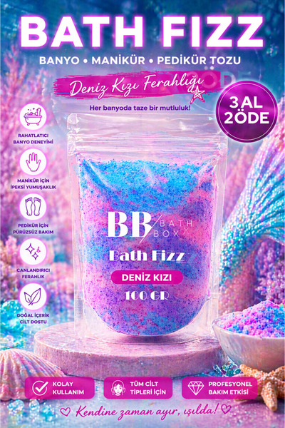 bath box Deniz Kızı Toz, Banyo, Mermaid Manikür & Pedikür Için Spa Tuzu 100 G