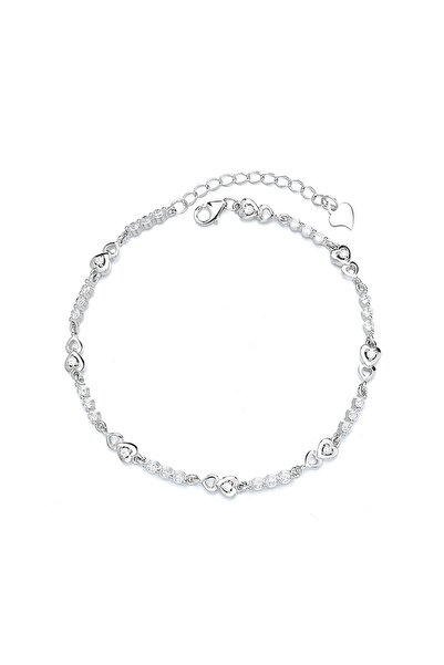 delis 925 silver bracelet for women, JW1604, heart pattern, rhodium plated