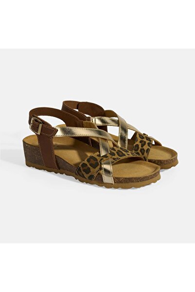 Desa Γυναικεία πέδιλα Nubuck με λεοπάρ με λεπτομέρεια πόρπης