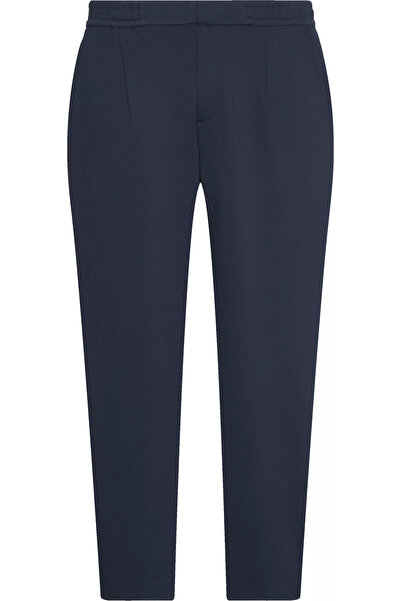 Calvin Klein Slim Tapered Knit Pleated Pant Men's Navy Blue Fabric Trousers