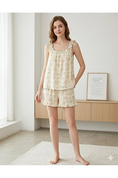 delis Pijama dama "Cute Bunny" din doua piese, PJ010, Crem