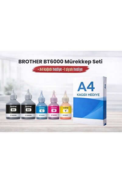 Brother Bt-6000 Bt-5000 Mfc-t920dw 4 Renk Orjinal Mürekkep Seti +1 Adet Siyah...