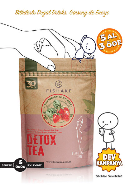FiShake Çilek Ve Gınseng Karışımlı Detox Tea Form Diyet Çay (30 GÜN)
