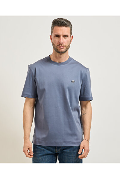 BOSS Erkek %100 Pamuklu Yuvarlak Yakalı Kısa Kollu Mavi2 T-Shirt