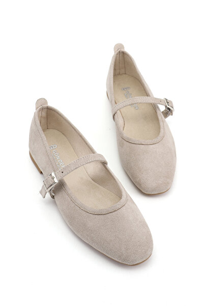 GÖNDERİ(R) Γυναικείο Μπεζ Σουέτ Mary Jane Μπαλαρίνα