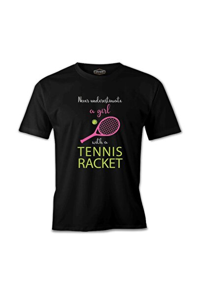 Lord T-Shirt Tennis - Girl Pink Racket Black Men's T-shirt
