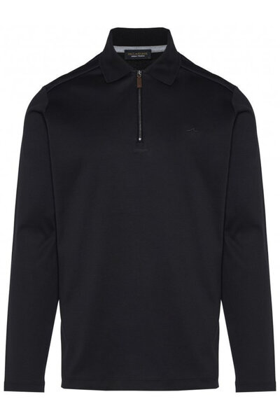 PAUL&SHARK Erkek Regular Fit %100 Pamuklu Yarım Fermuarlı Siyah Polo Yaka T-S...