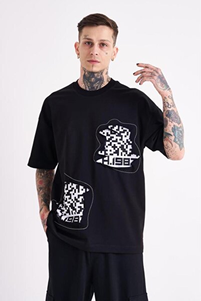 Machinist Tricou oversize pentru bărbați cu imprimeu Dama Patch, negru