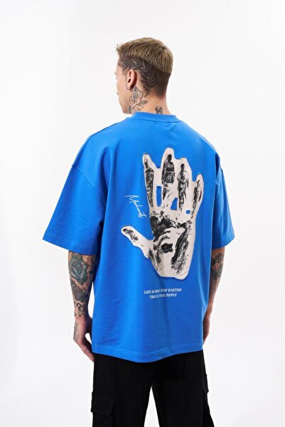 Machinist Ανδρικό μπλουζάκι Toxic People με στάμπα Oversize, ανοιχτό μπλε