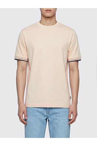BOSS Erkek regular fit Kısa Kollu Düz Bisiklet Yaka Bej2 T-Shirt