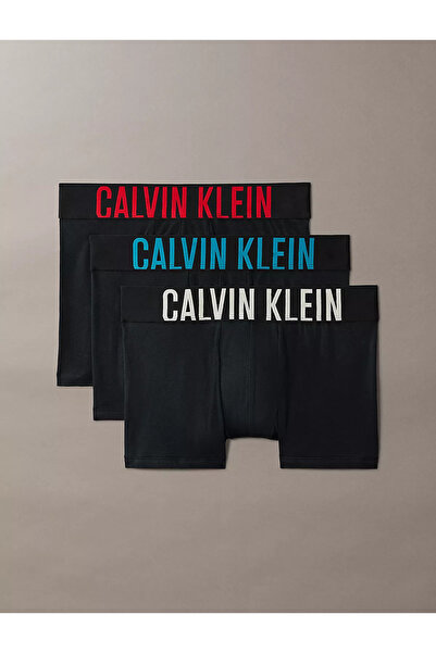 Calvin Klein بوكسر رجالي بشعار وشعار، خصر مطاطي، قطن أسود، مقاس كبير، 1 قطعة