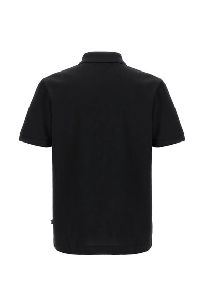 BOSS Erkek %100 Merserize Pamuklu Normal Kalıp Kısa Kollu Yarım Fermuarlı Siyah Polo Yaka T-Shirt