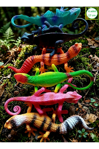 OYUNCAKSAHİLİ Sürüngen Hayvanlar iguana Kertenkele Bukalemun 6 Adet ıguana Kı...
