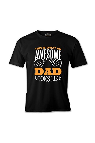 Lord T-Shirt تي شيرت رجالي أسود بطبعة "ماذا يشبه الأب الرائع؟"