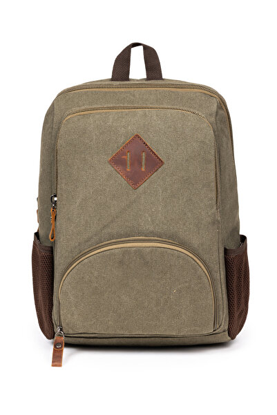 Necati Çanta Unisex 14 Inch Waterproof Canvas Backpack with Laptop Compartment
