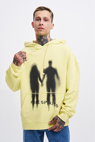 Machinist Erkek Free Sprit Yıkamalı Oversize Sweatshirt Açık Sarı