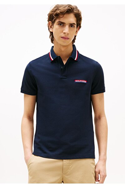 Tommy Hilfiger Erkek Pamuklu Regular Fit Logo İşlemeli Kısa Kollu Lacivert Po...
