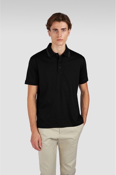 PAUL&SHARK Erkek Regular Fit Pamuklu Kısa Kollu Siyah-Gümüş Polo Yaka T-Shirt