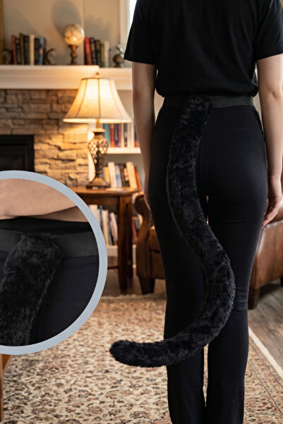 Samur Siyah Peluş Kuyruk Şekil Verilebilir 70 cm